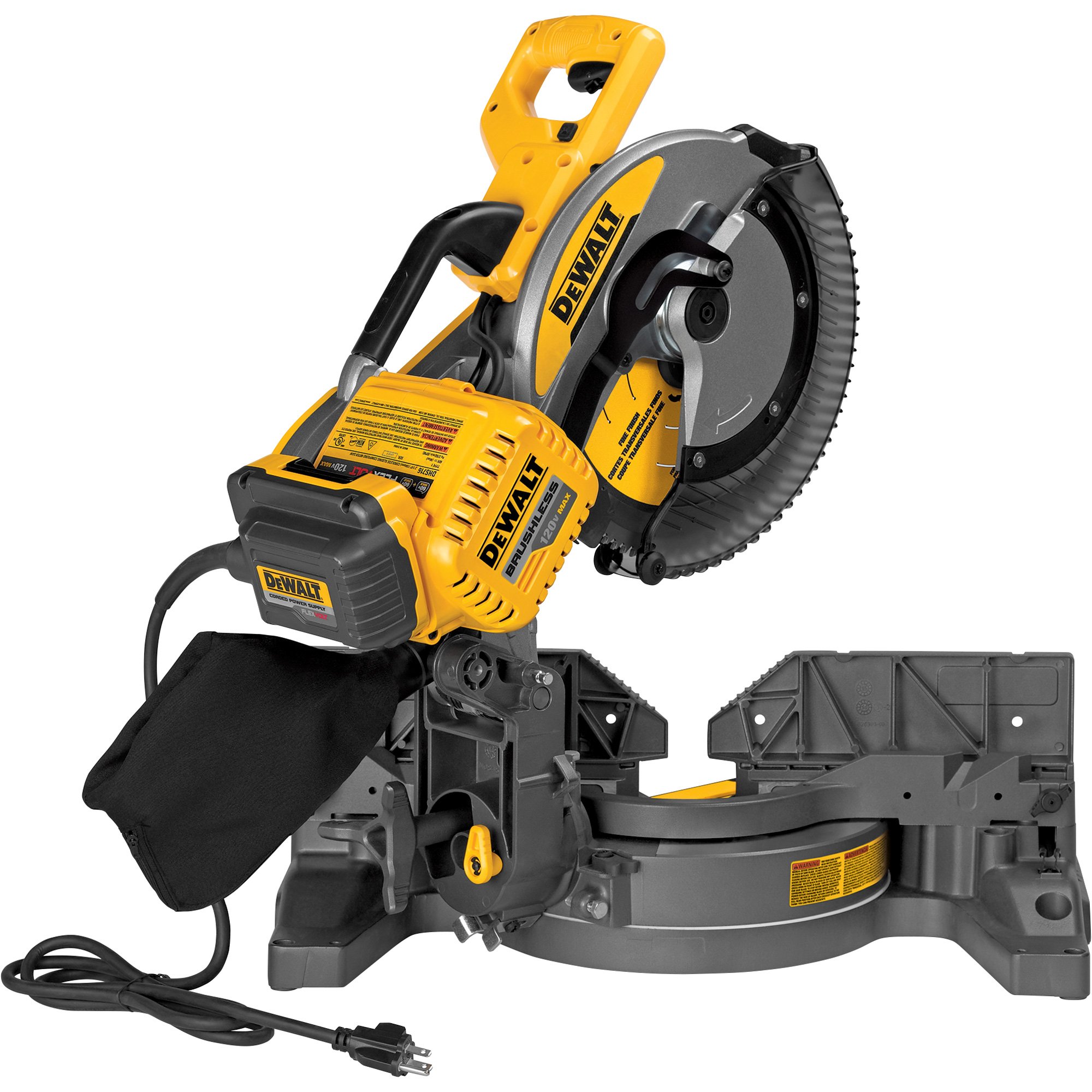 FREE SHIPPING — DEWALT FLEXVOLT 120 VOLT MAX 12in. Double Bevel Compound Miter Saw — With 120 Volt AC Adapter, Model# DHS716AB